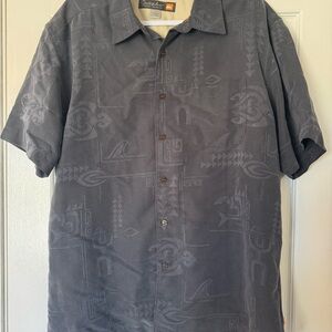 Men’s Quicksilver Gray Hawaiian Short Sleeve Shirt